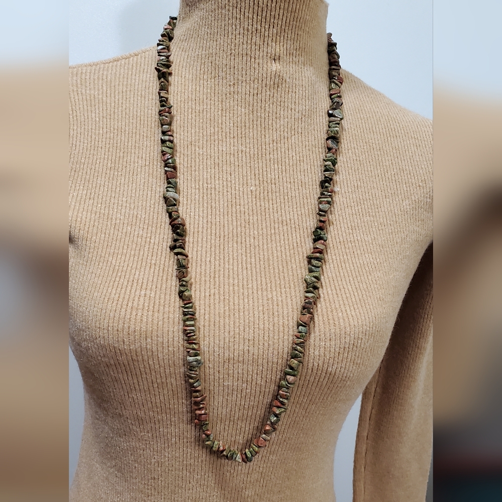 Vtg. Unakite Nuggets Necklace